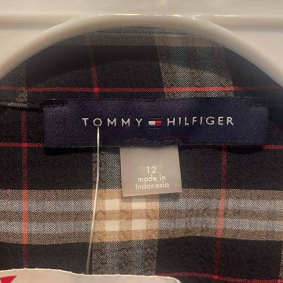 TOMMY HILFIGER CURVE PLAID SHIRTDRESS SIZE 12 - Picture 4 of 5